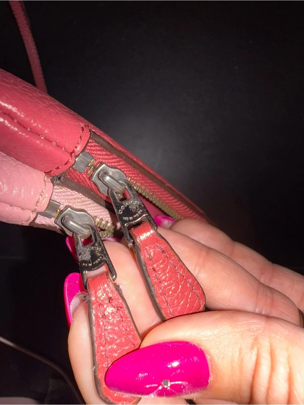 Coach Pebbled Leather Wristlet Clutch - Coral Pink